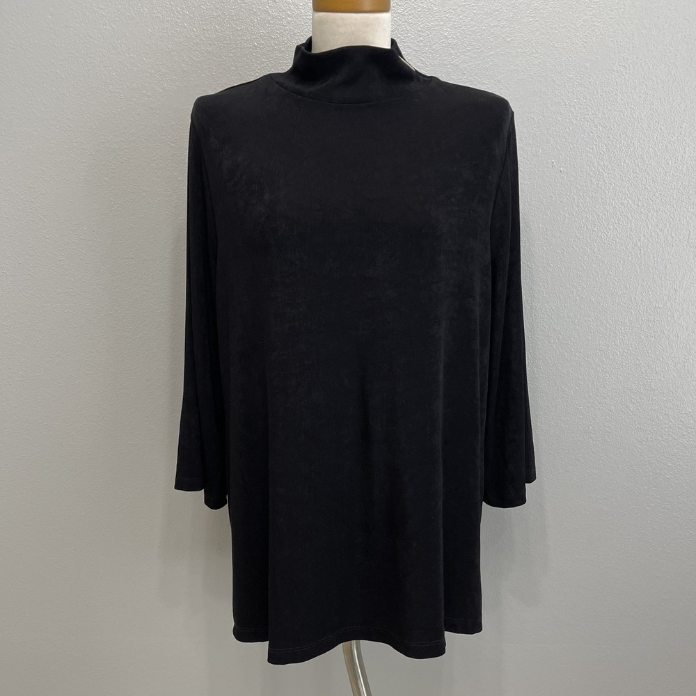 Chico's Travelers Women's Mock Neck Top Size 3 X-Large 14 Black